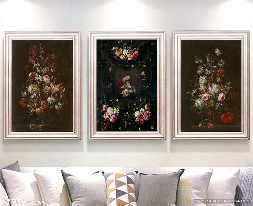 欧式花卉无框油画装饰画