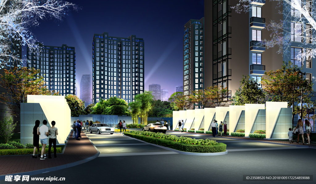 小区大门口景观