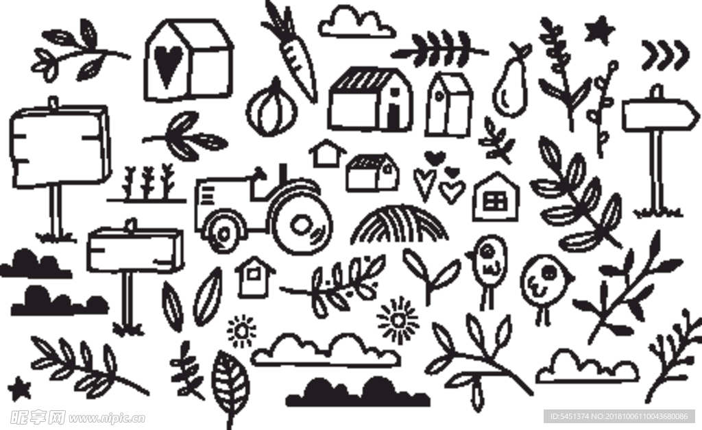 黑白可爱卡通图案