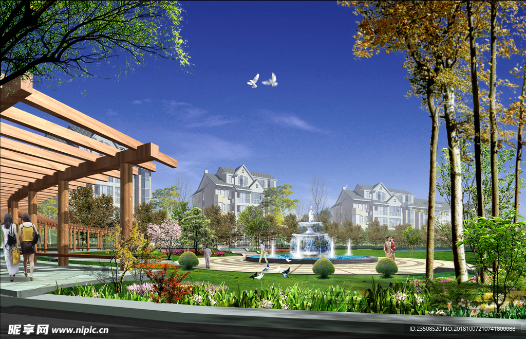 小区广场效果图