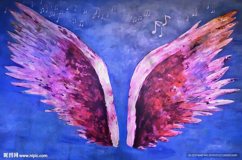 音乐恶魔翅膀背景墙直播间