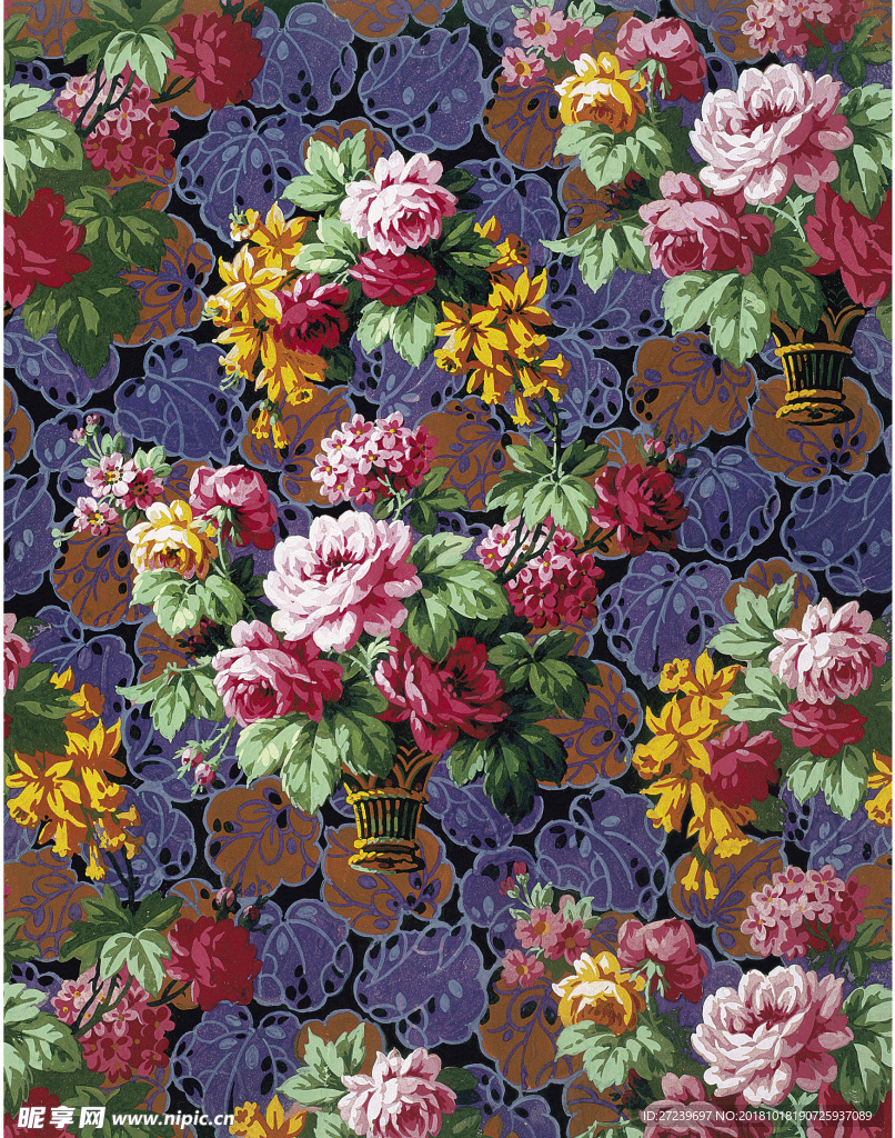 欧式复古风花篮花朵设计