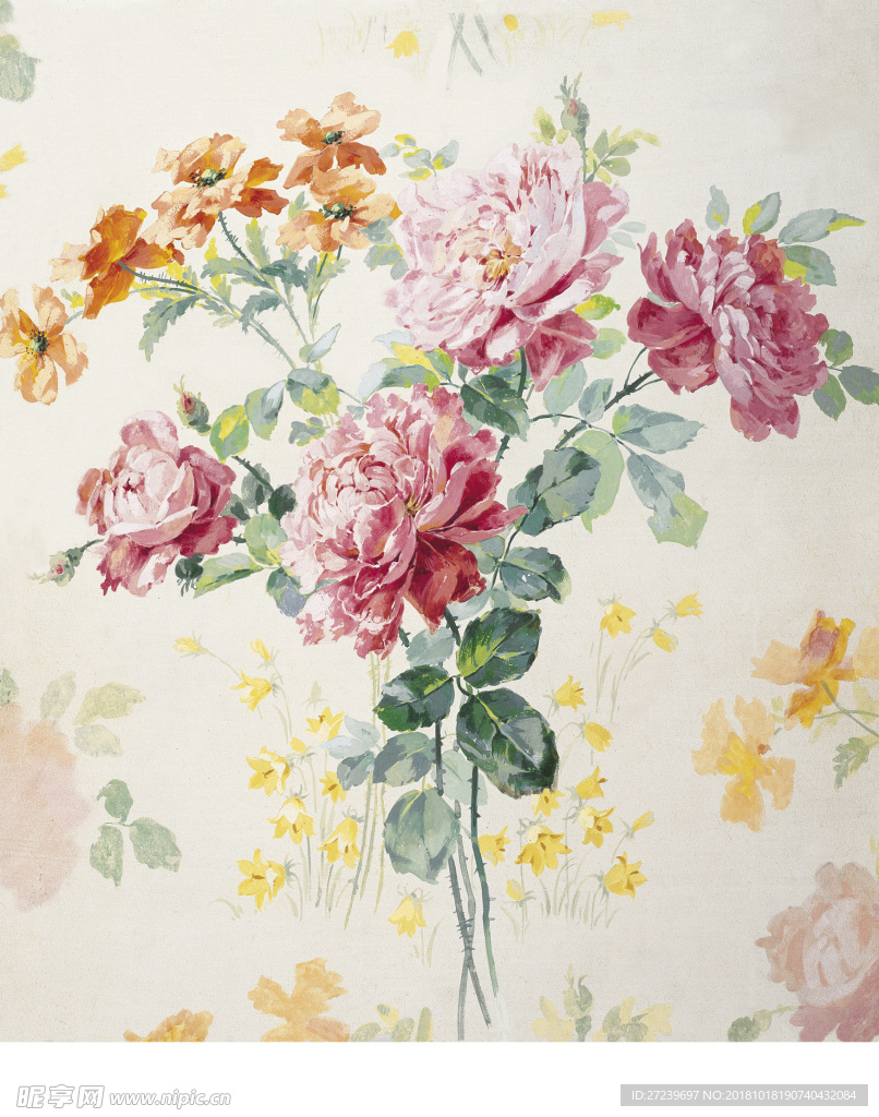 手绘小清新一束花花卉花朵