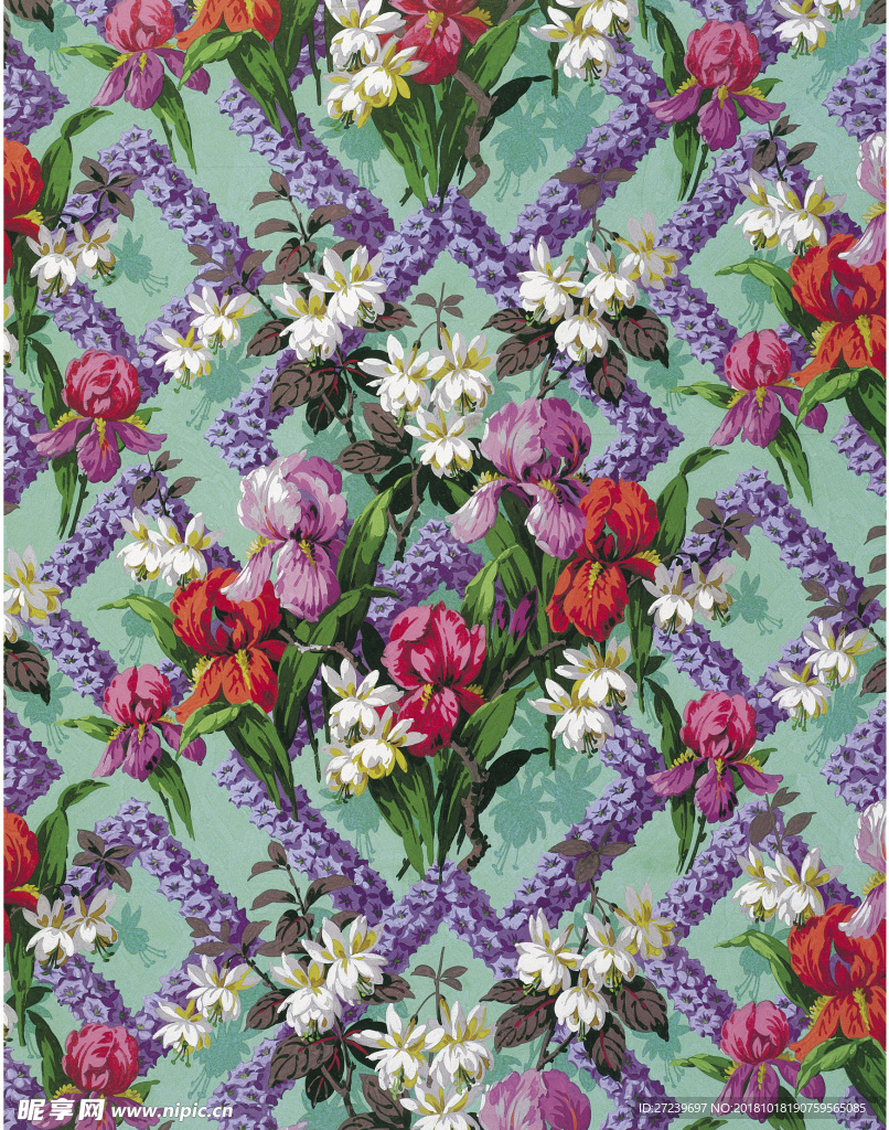 欧式花骨朵设计四方连续