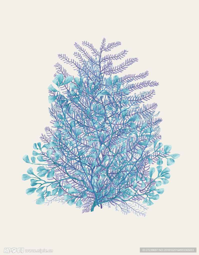 小清新灌木丛树枝树丛海珊瑚色