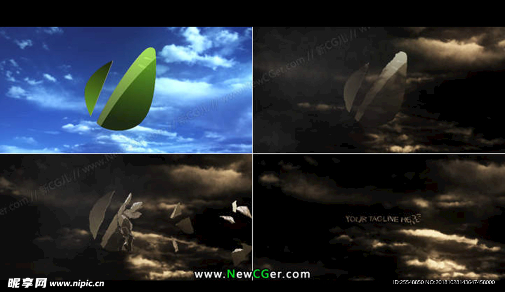 C4D+AE震撼logo粉碎特