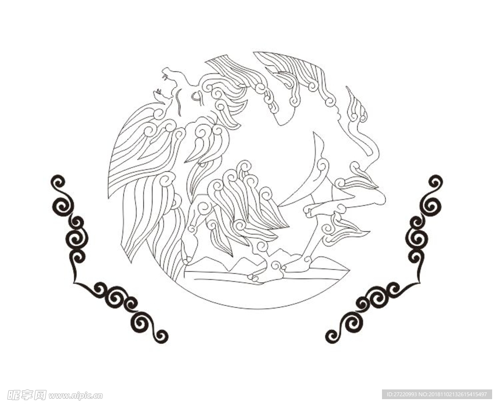 四不像 线条矢量