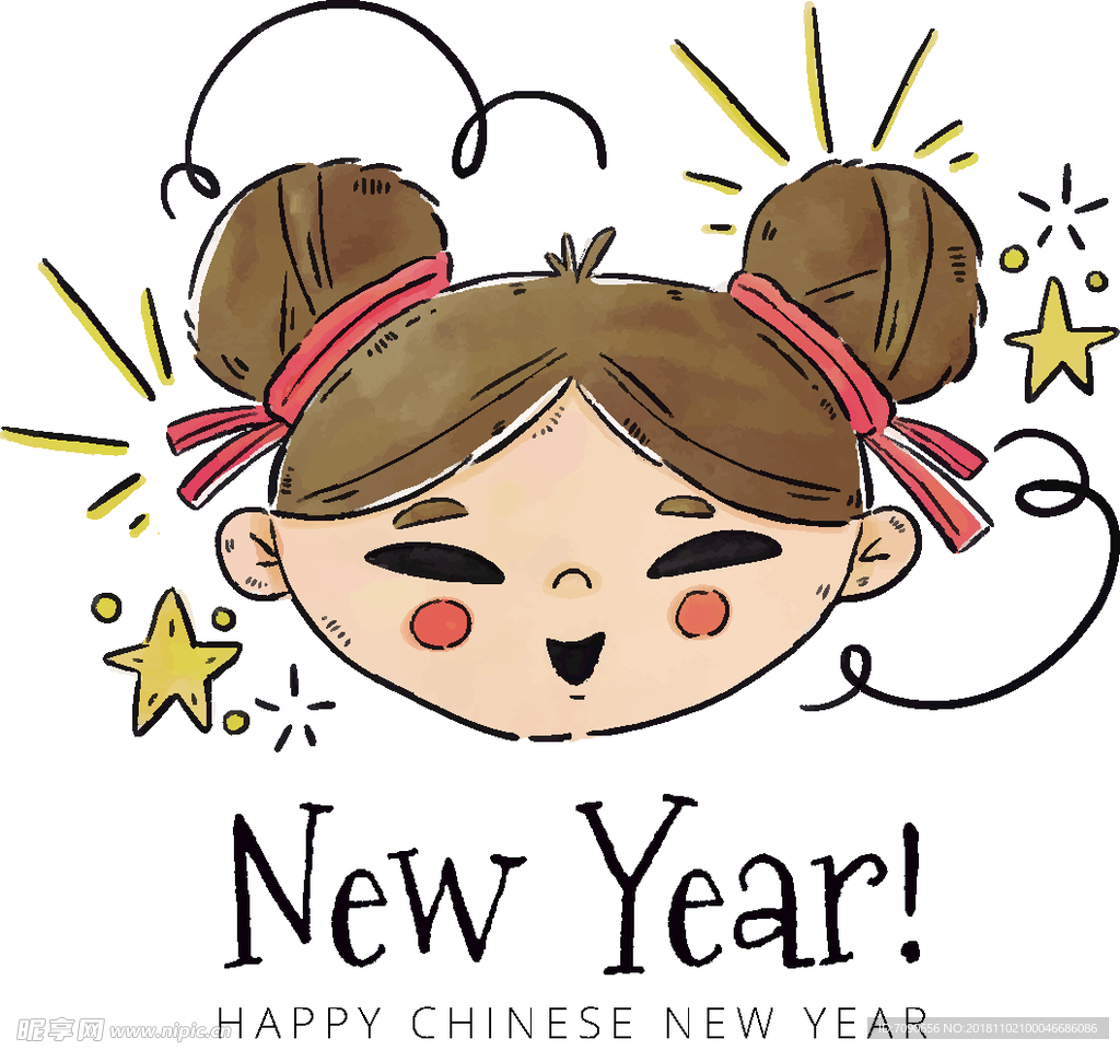 手绘卡通小女孩