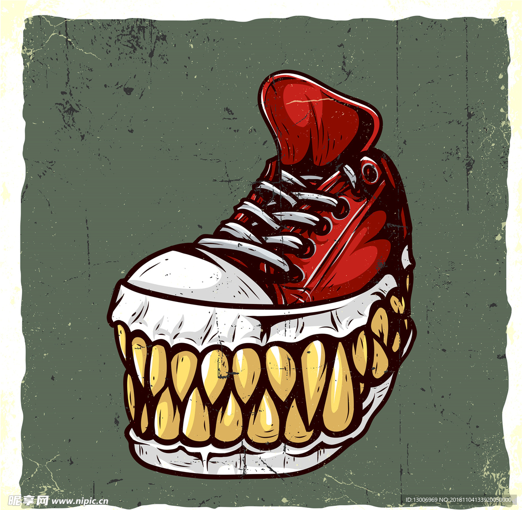 创意酷炫怪兽鞋子海报