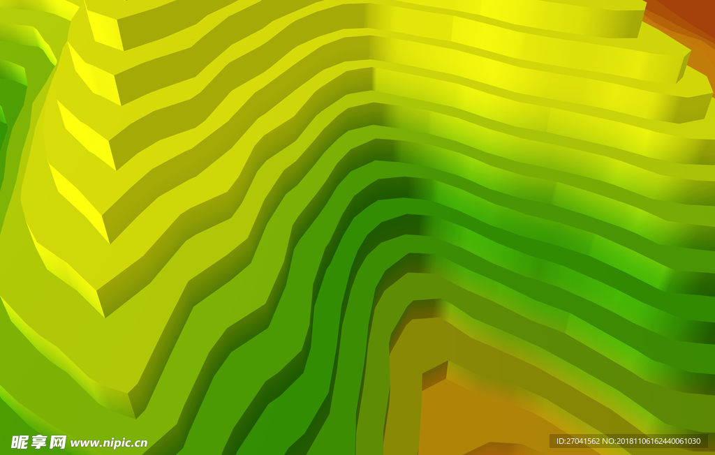 简约抽象黄绿色立体海报背景