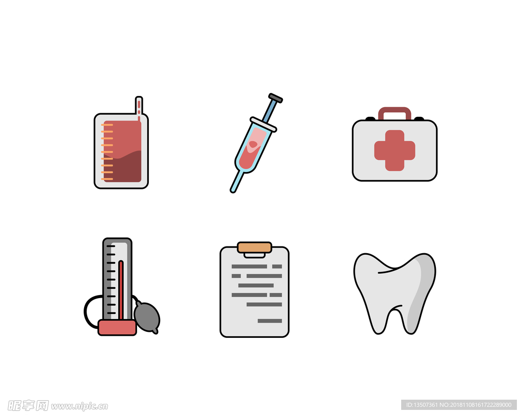 手绘扁平化牙科插画设计