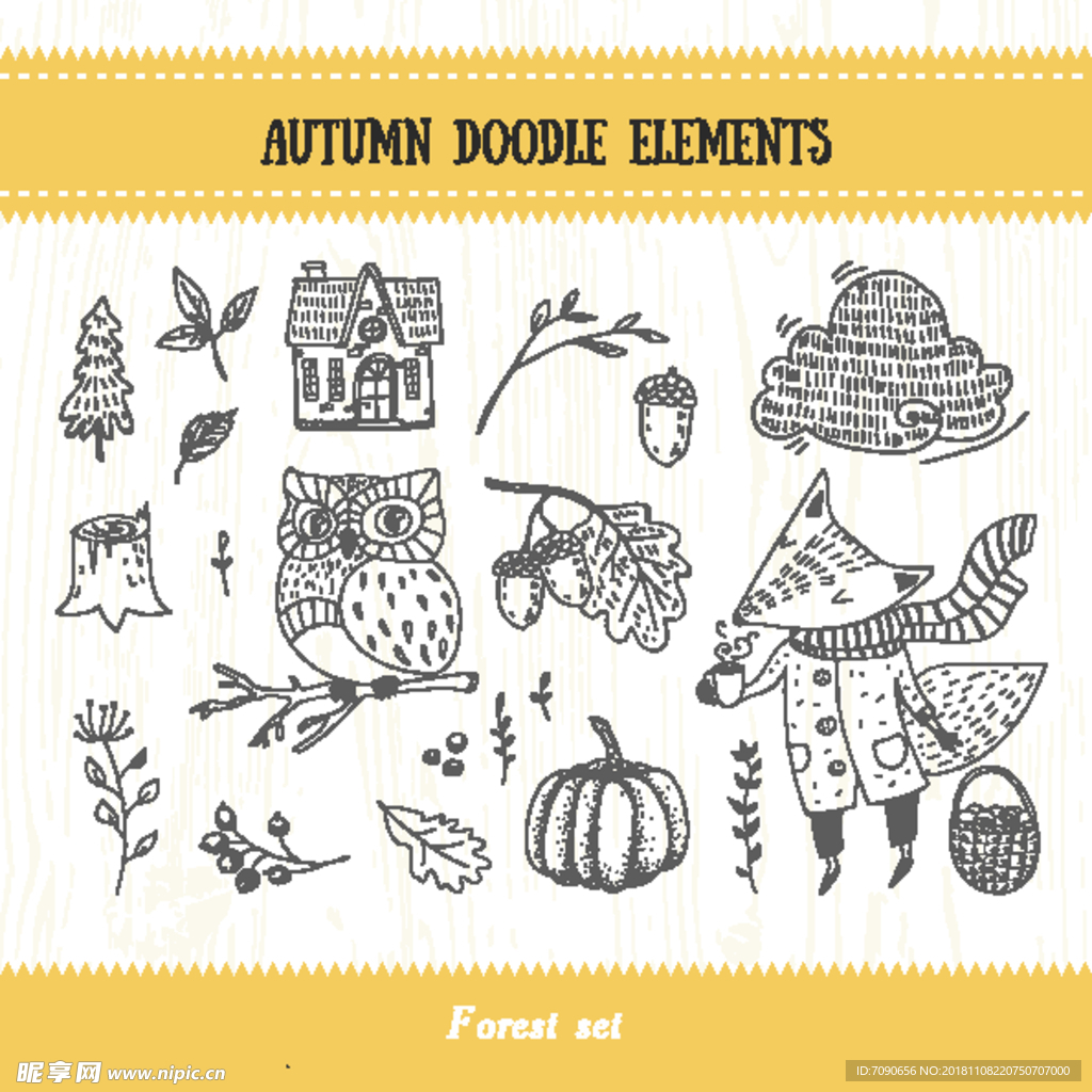 卡通黑白动物画