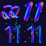 双11艺术字渐变炫彩节日彩带