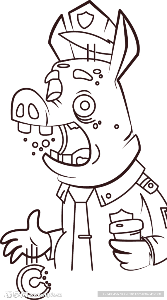 猪八戒商业插画线稿图