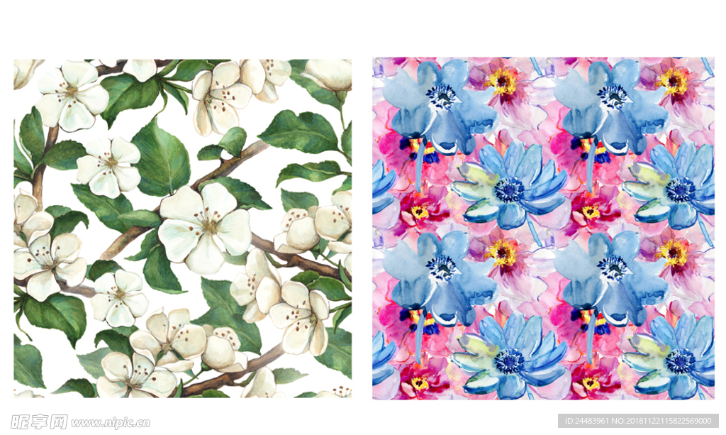 无缝拼接花卉背景