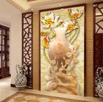 玉雕花瓶彩雕荷花古典玄关