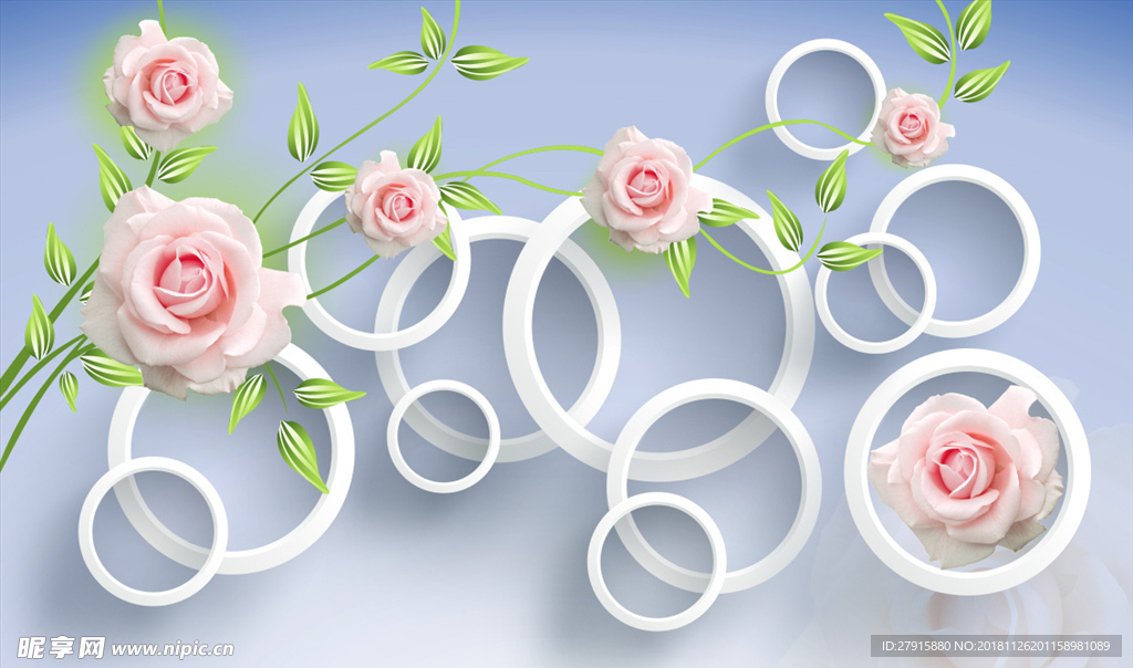 3D立体圆圈花朵背景墙