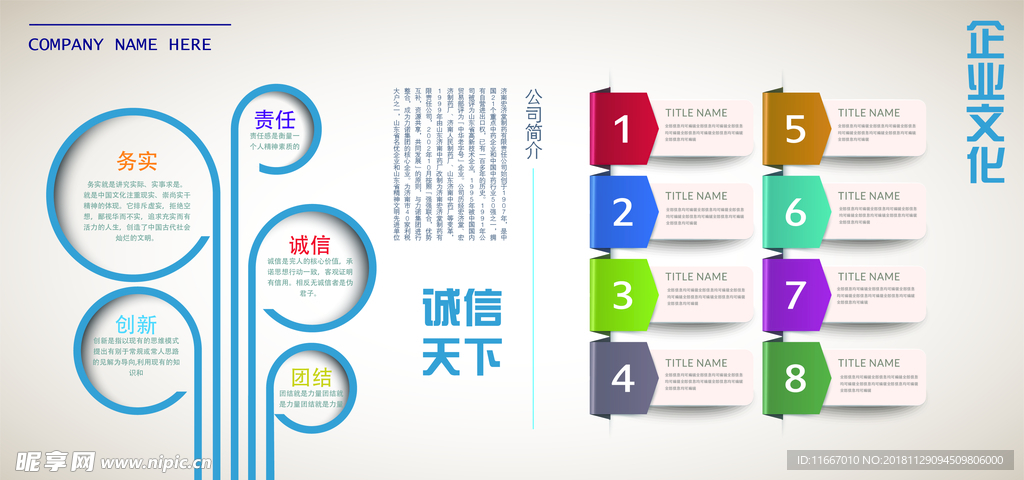 企业文化诚信文化墙展板