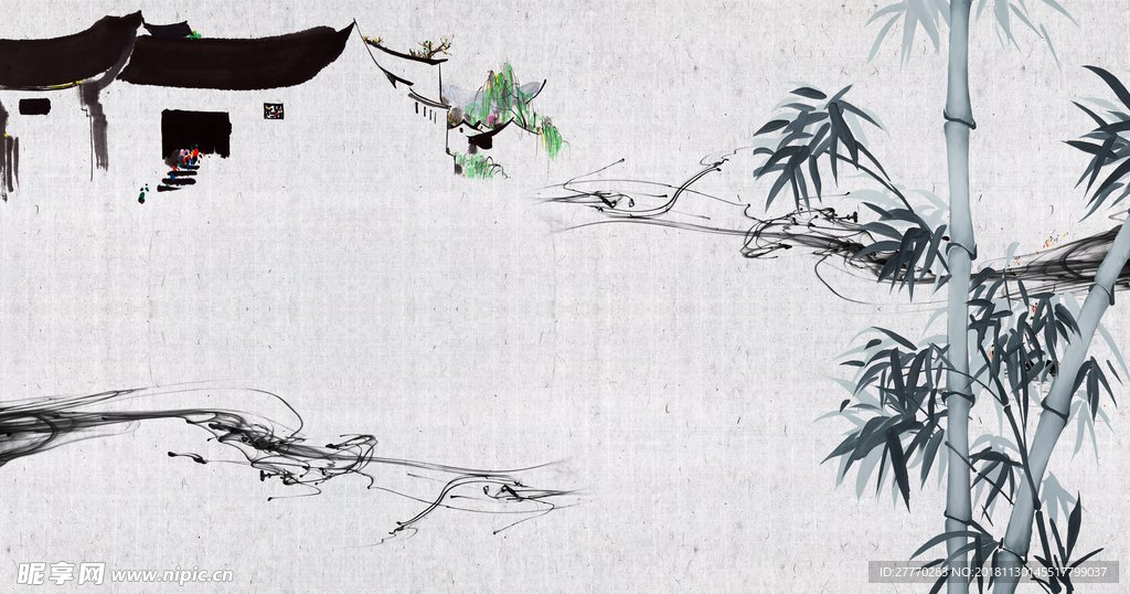 新中式竹子背景墙