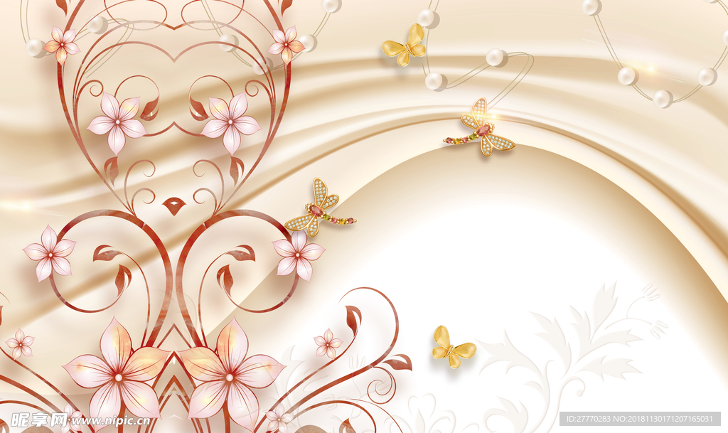 欧式花纹背景墙