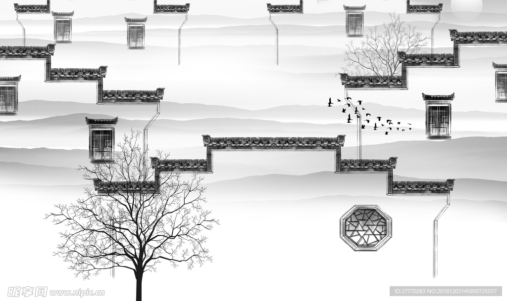 江南风光背景墙