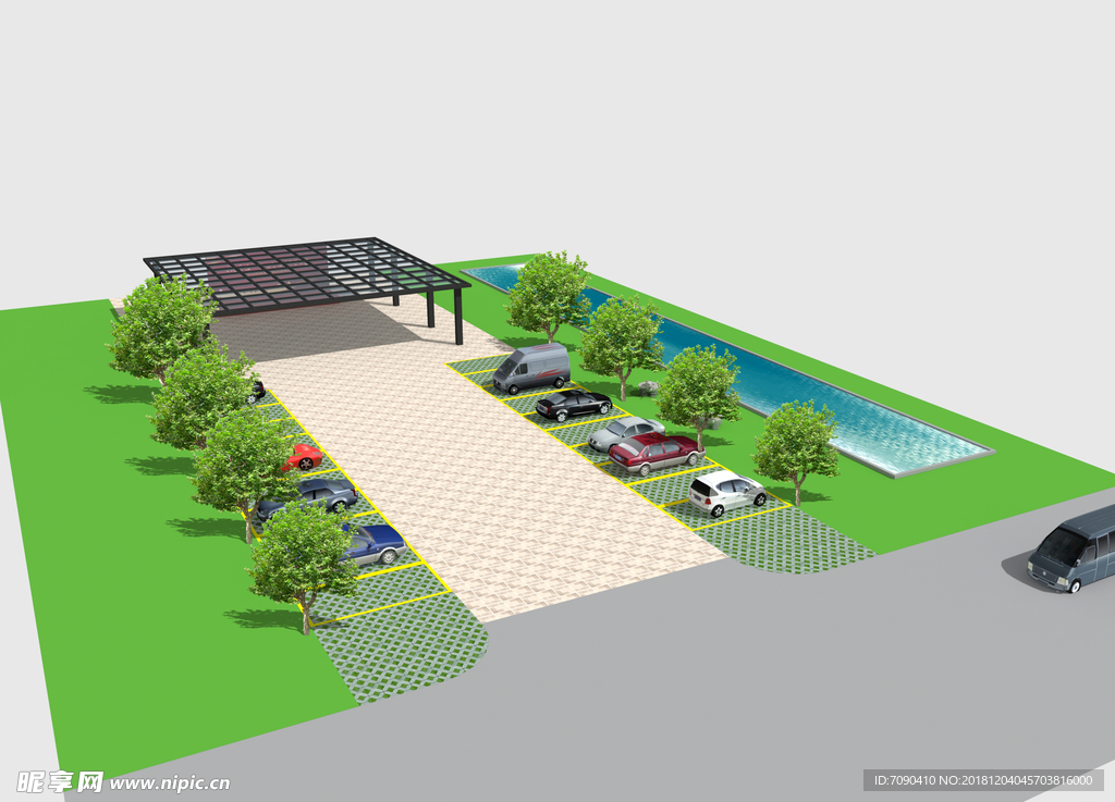 舞台雨棚停车位3d模型