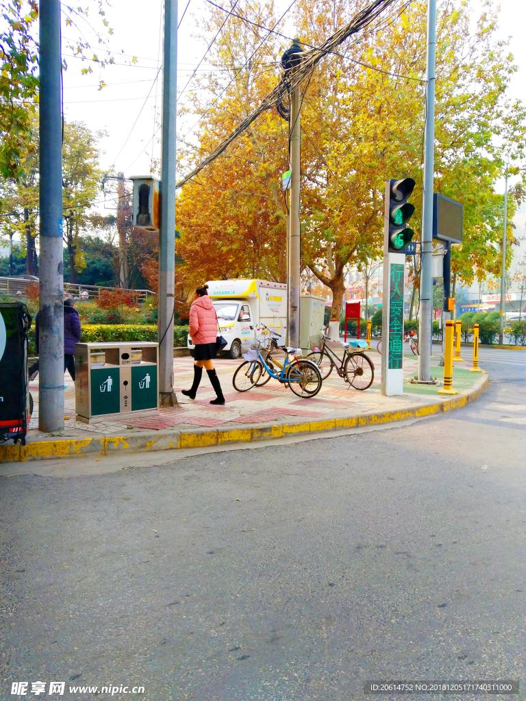 深秋时节的城市风景