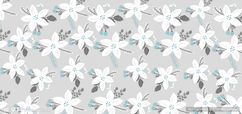 冬季手绘花朵背景