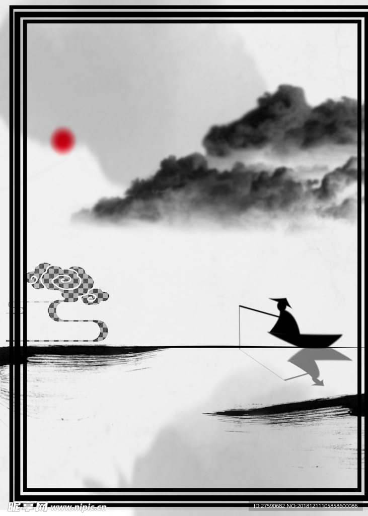 简约山水中国风水墨背景