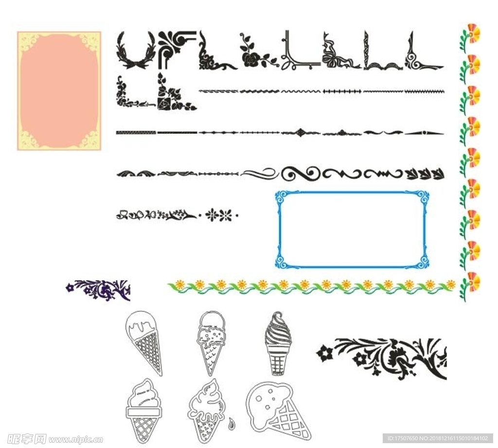 花边边框花格矢量图