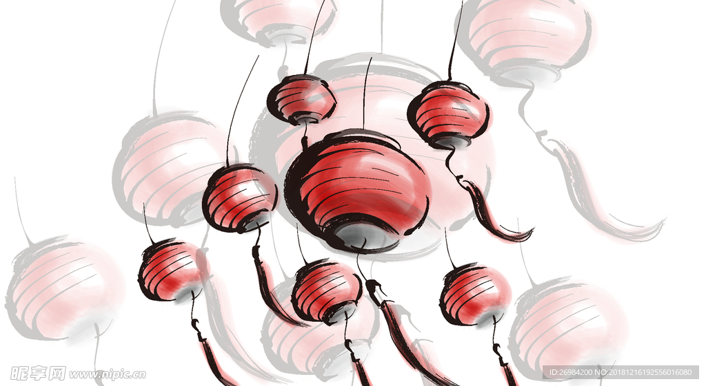 中国风手绘灯笼素材