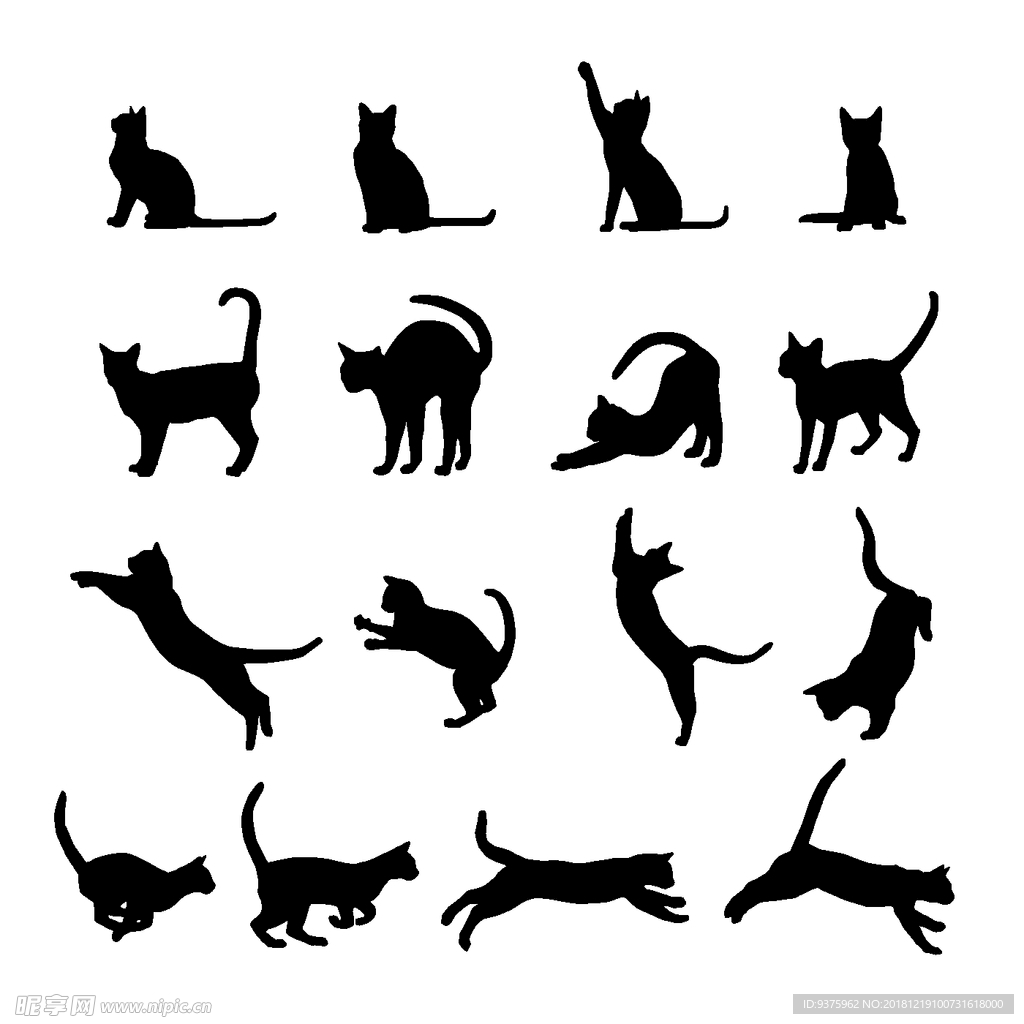 黑猫 动物 矢量 EPS 可爱