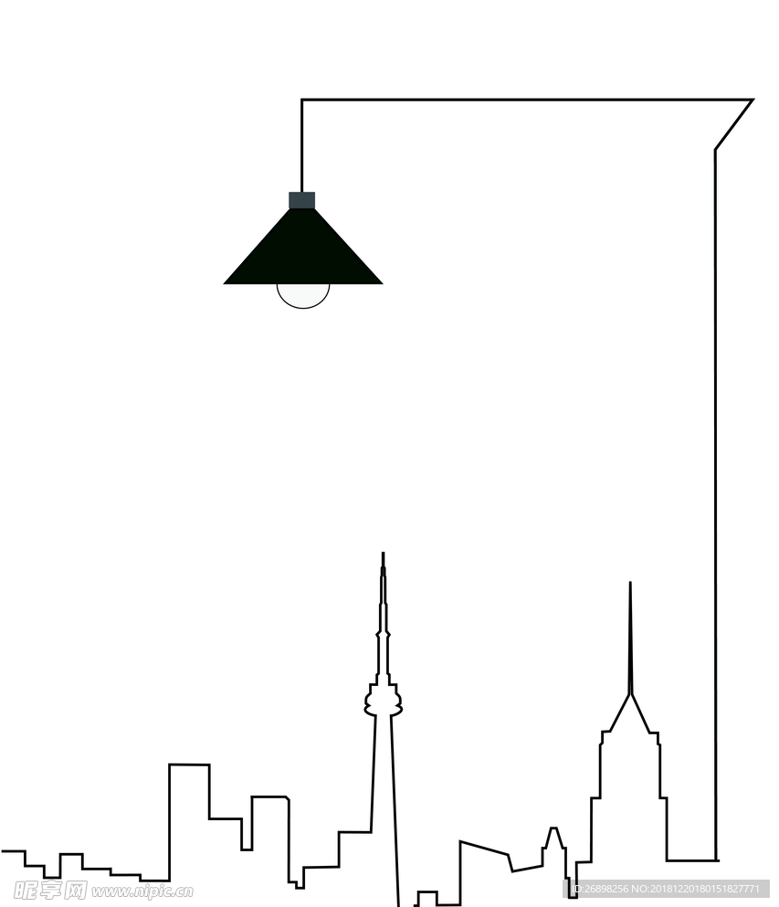 城市剪影图片塔尖吊灯