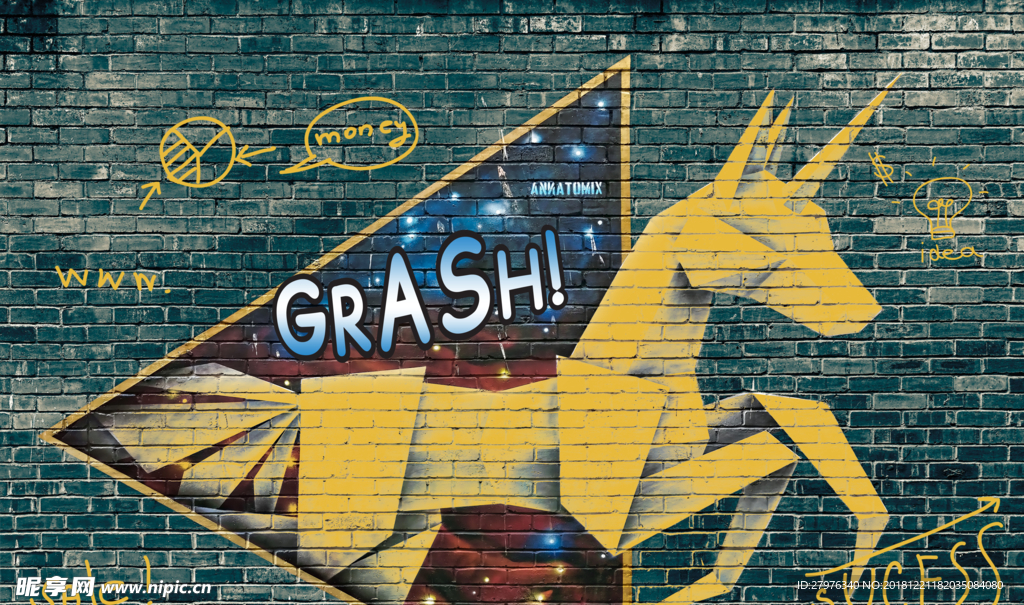 个性复古手绘涂鸦飞马装饰画背景