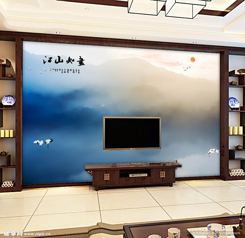江山如画装饰背景墙画