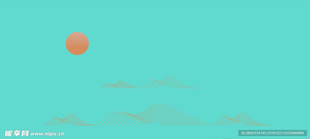 山水太阳-中式意境