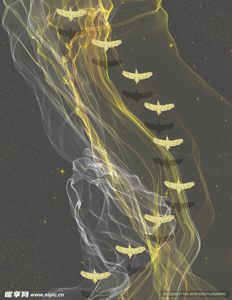 金丝线燕归来新中式冰晶装饰画