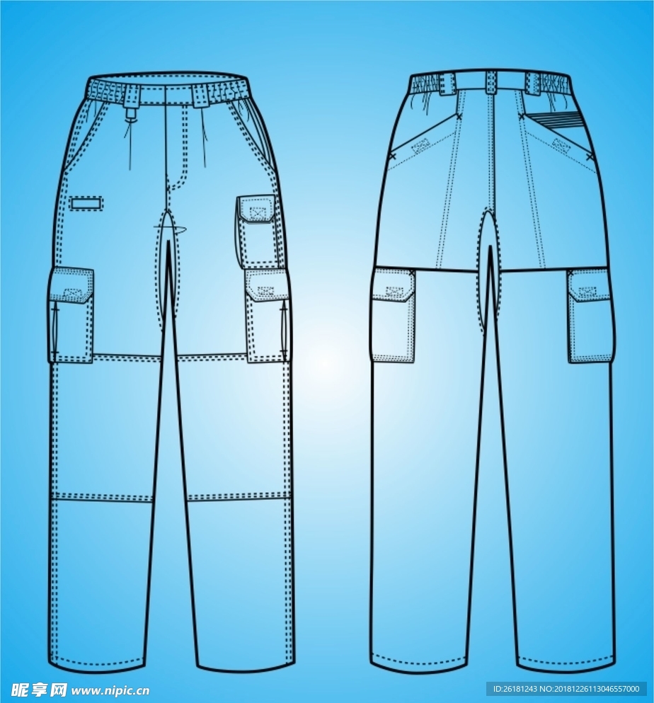 裤子线条矢量