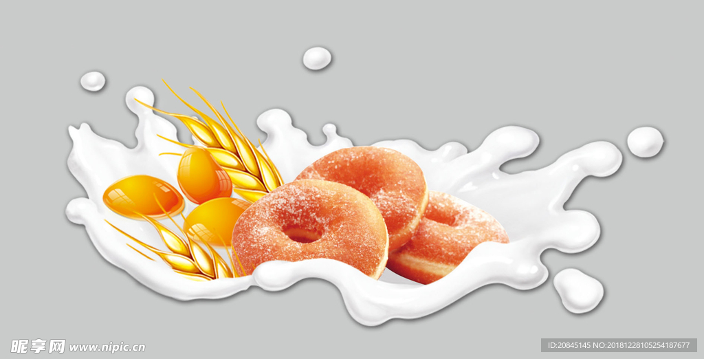 甜甜圈 鸡蛋 牛奶 小麦 奶花