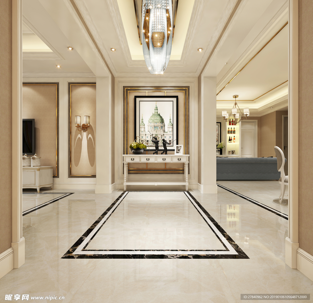 欧式入户玄关3D模型