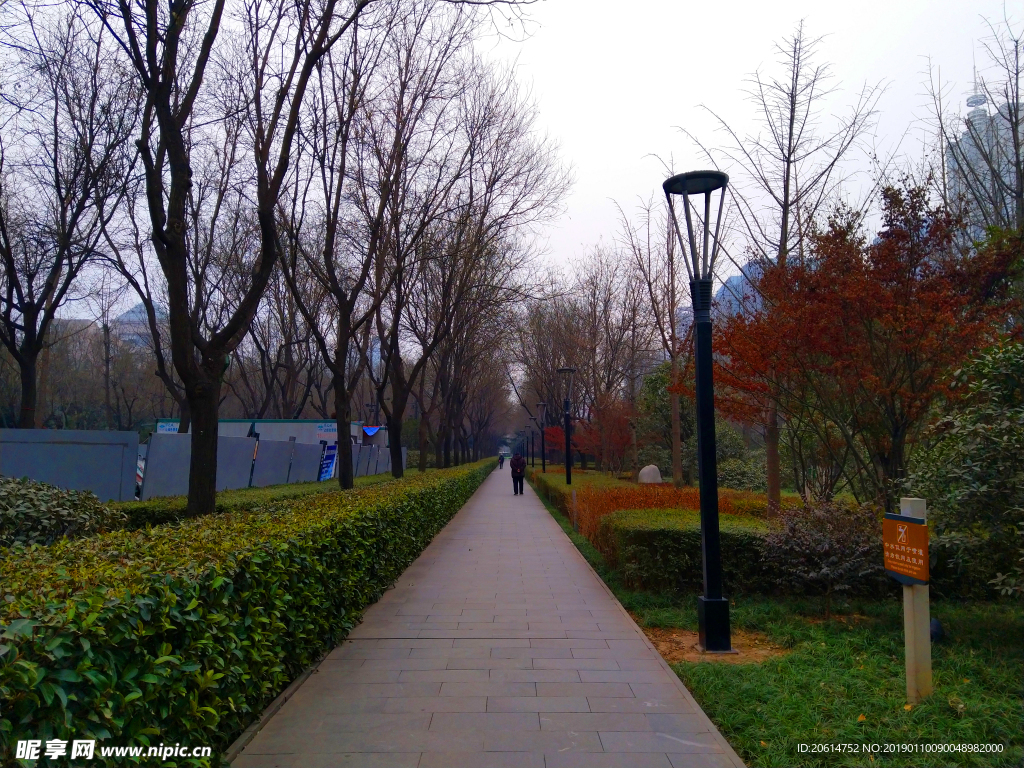 深秋时节的公园