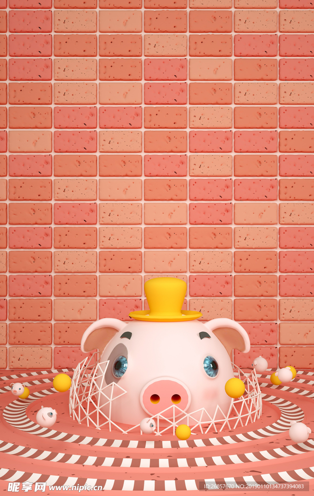 C4D风格猪年背景