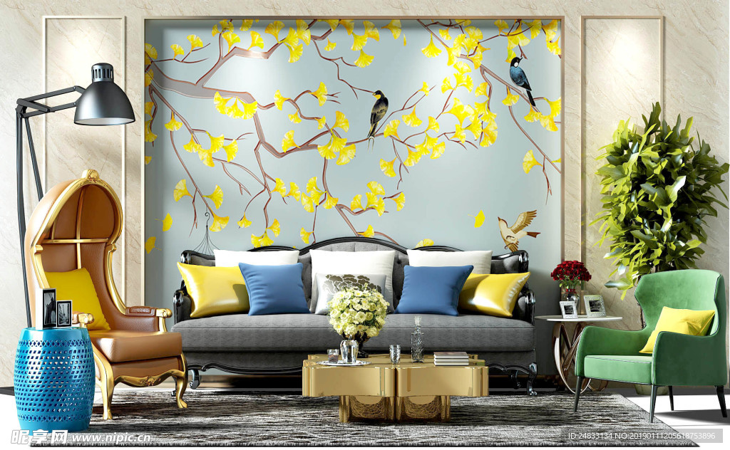 中式沙发茶几组合