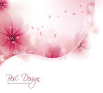 鲜红花朵优美背景矢量图