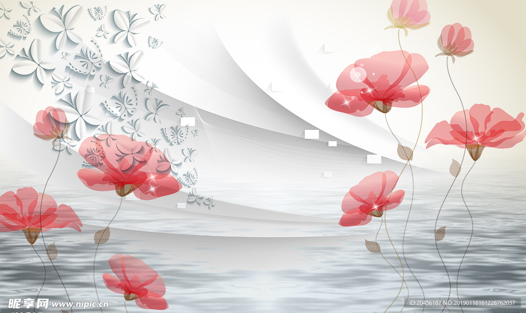 3D水上花卉图片