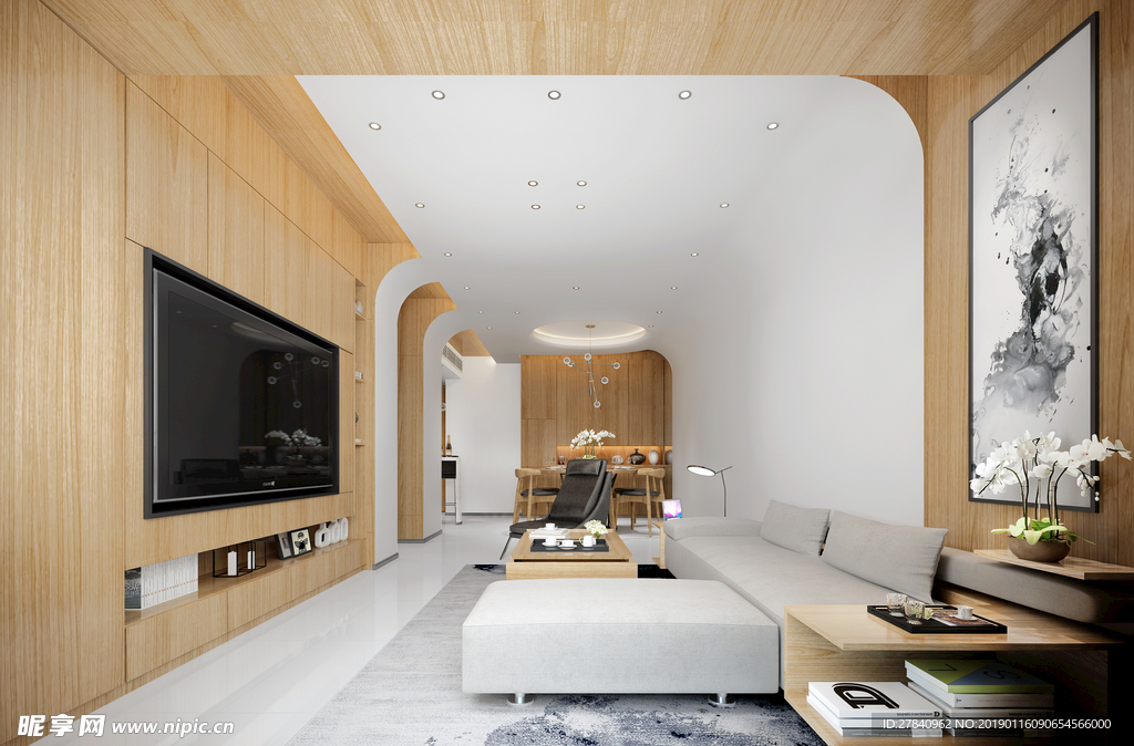 现代简约客厅效果图3D模型