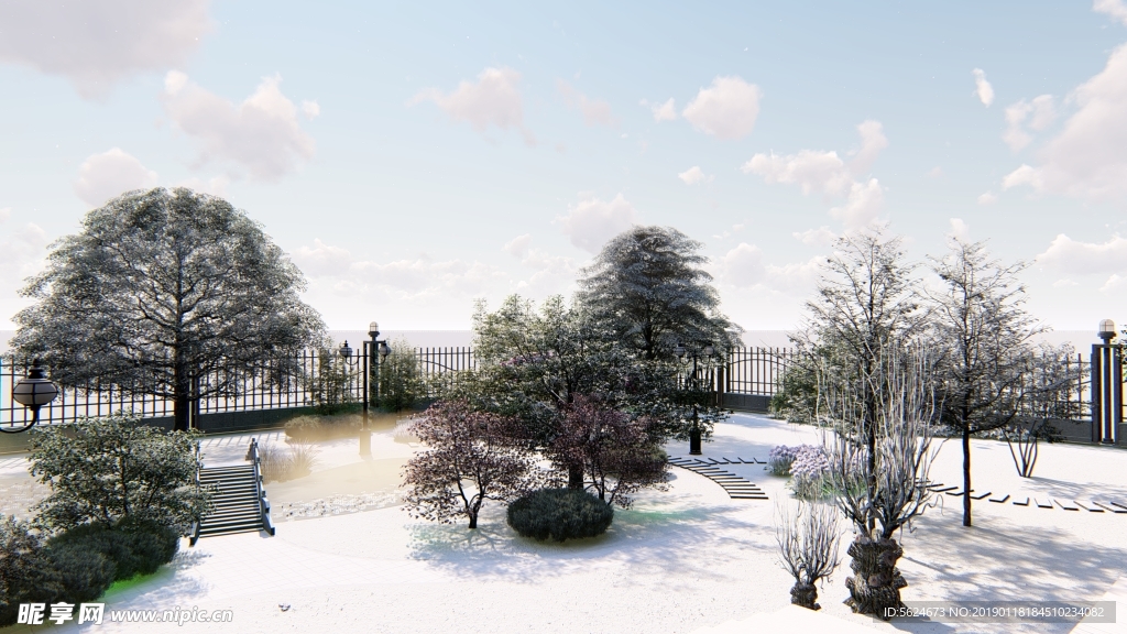 别墅游园雪景效果图jpg