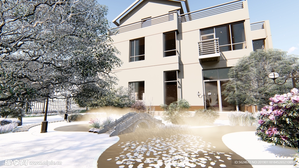 别墅游园雪景效果图jpg