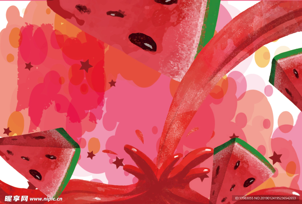 红色水果和西瓜汁