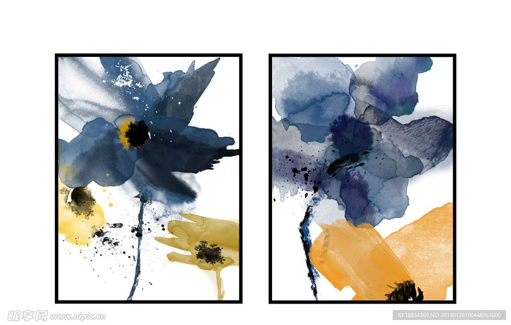 简约花卉装饰画双联画